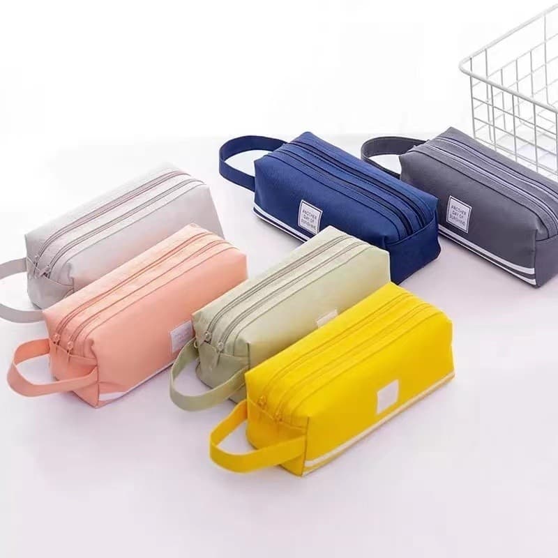 Estojo de lápis portátil de lona de papelaria de camada dupla  FANG