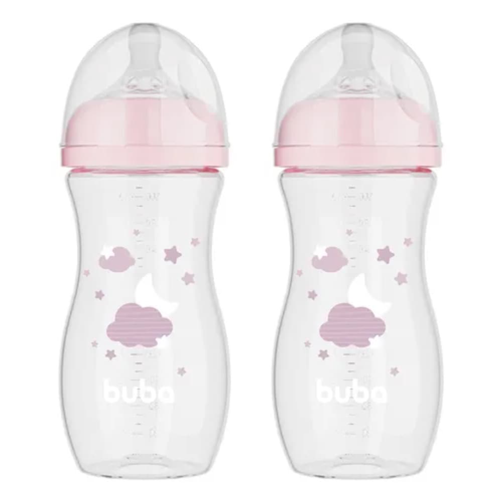 KIT C/ 2 MAMADEIRAS EASY FLOW NUVEM ROSA 330ML