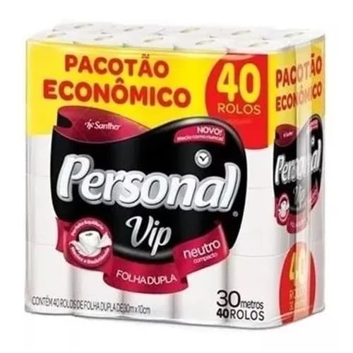Papel Higiênico Personal Vip Folha Dupla Embalagem 40 Rolos
