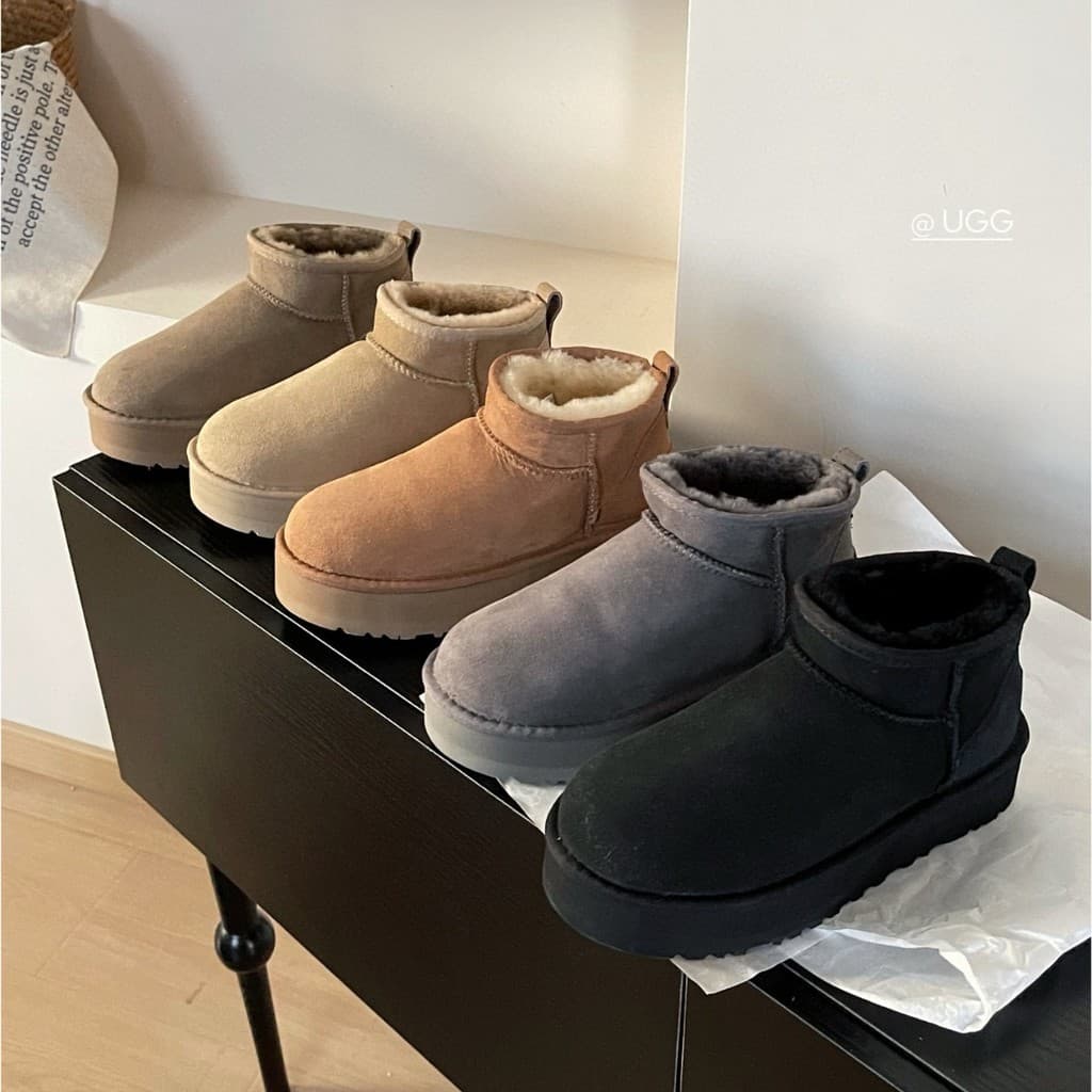 Botas de Neve UG-G 2025 para Mulheres, Novas Botas Curtas de Outono e Inverno, Forradas com Fleece, Plataforma Espessa