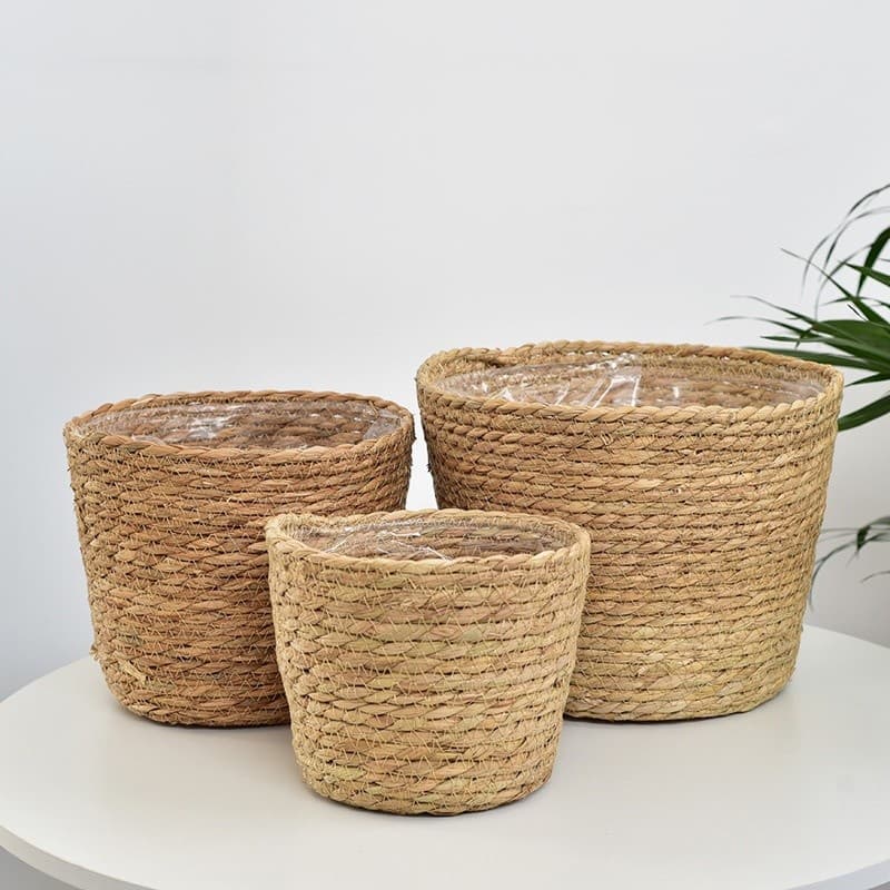 TOP:Imitação de vime cesta de flores vaso de flores vaso de flores decoração criativa para casa