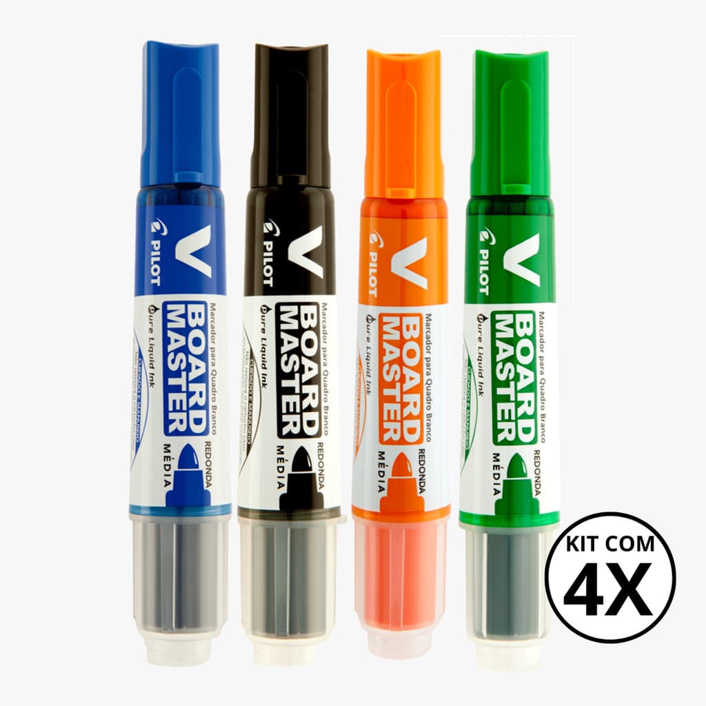 Kit com 4 Marcadores Para Quadro Branco V Board Master - PILOT