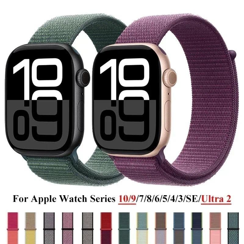 Loop De Náilon Para Apple Watch Pulseira 45mm 44mm 49mm 46mm 40mm 41mm 38mm 42mm Correa iWatch Série 6 Se 7 8 9 10 ultra