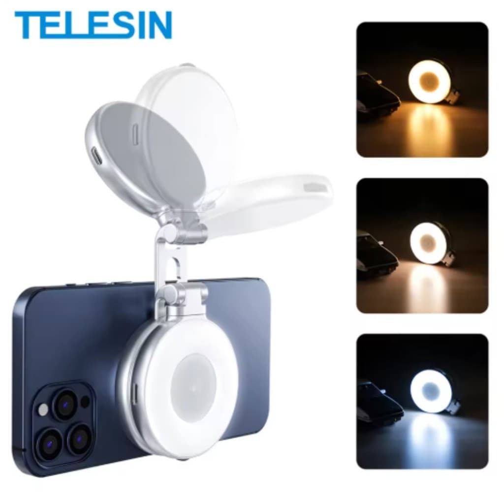 Luz De Preenchimento Magnética Mini Selfie 3 Modos Brilho Ajustável Para IPhone  E o Android todos os celulares