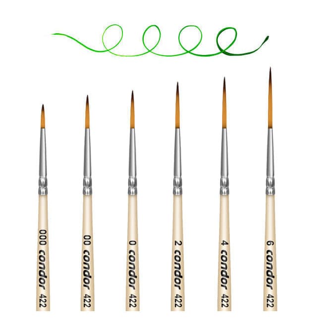 Pincel Condor 422 Filete Redondo Liner Sintético Cabo Curto