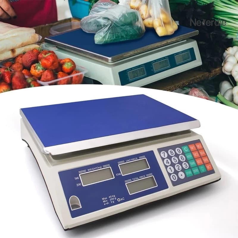 Balança Digital Comercial 30 a 40kg Alta Precisão Bateria Casa Cozinha Alimentos Frutas