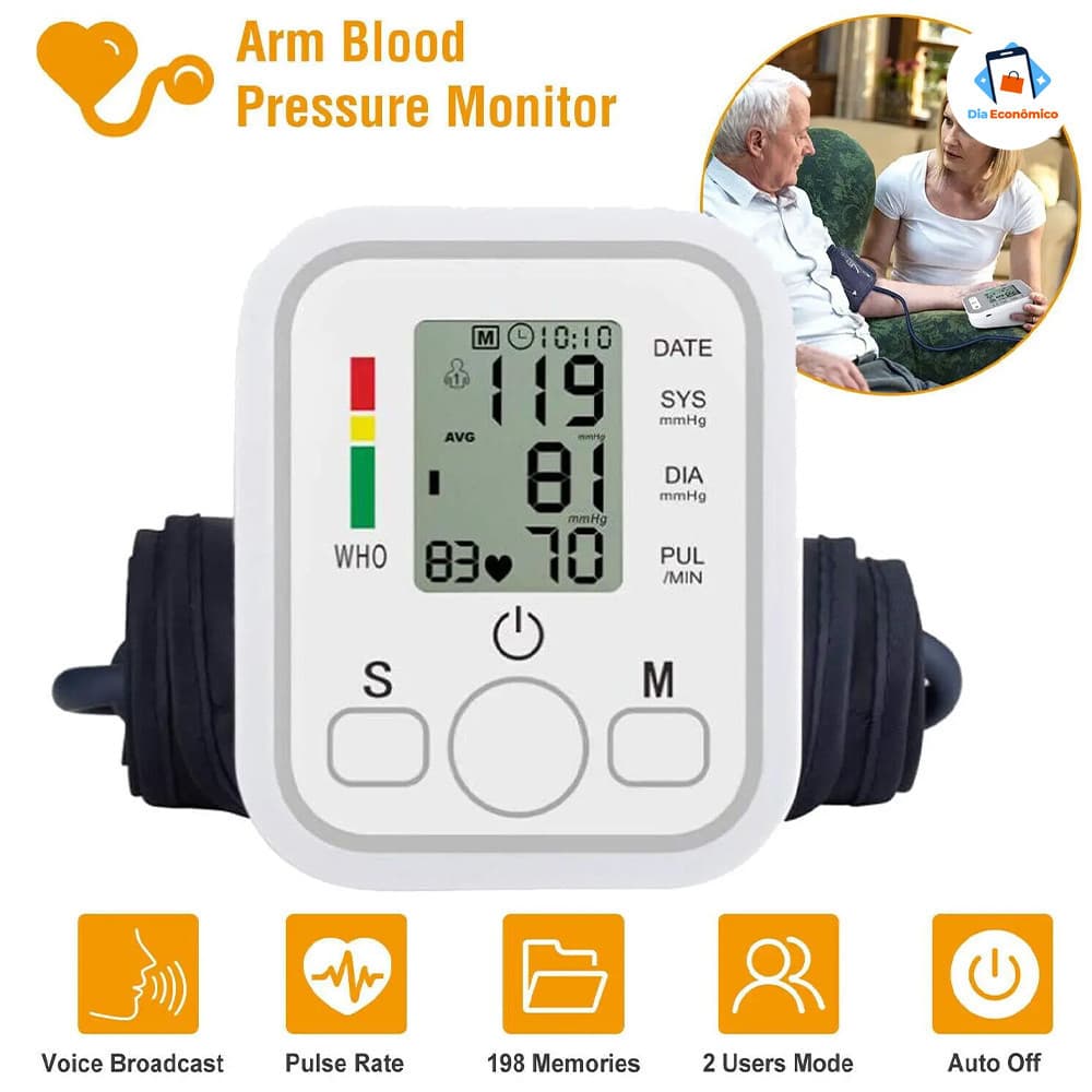 Monitor Digital Pressão Arterial Braço Totalmente Automático Profissional