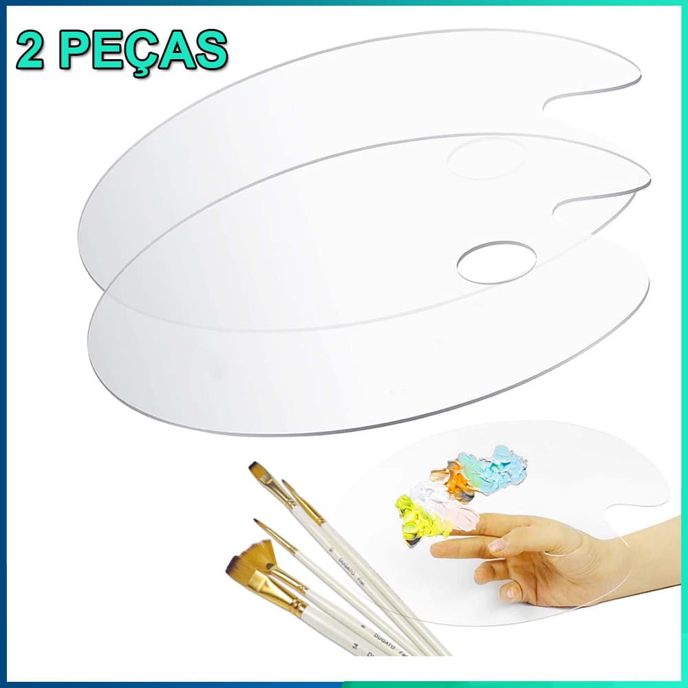 Kit 2 Peças Pintura Completo Pincéis, Espátula, Paleta e Batedores Arte Criatividade Artística