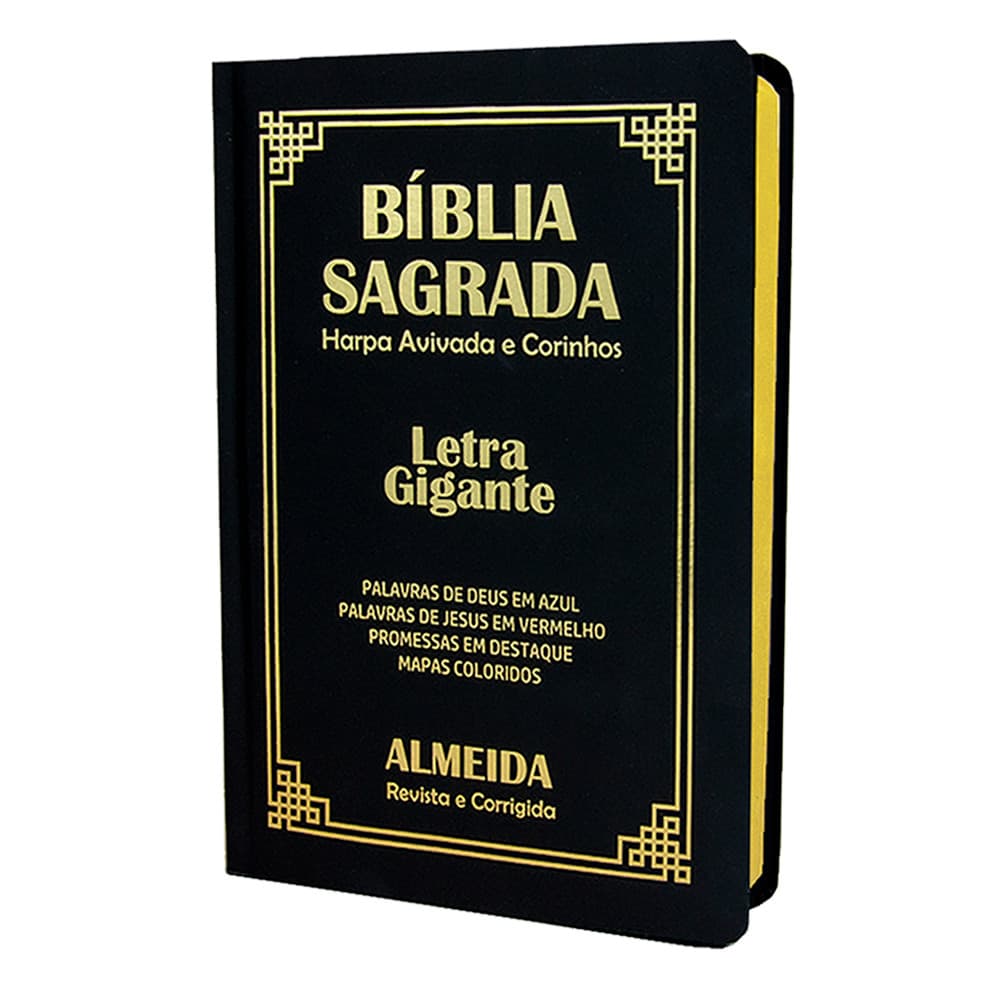 Biblia Sagrada Letra Gigante Luxo Popular - Preta - Com Harpa - RC