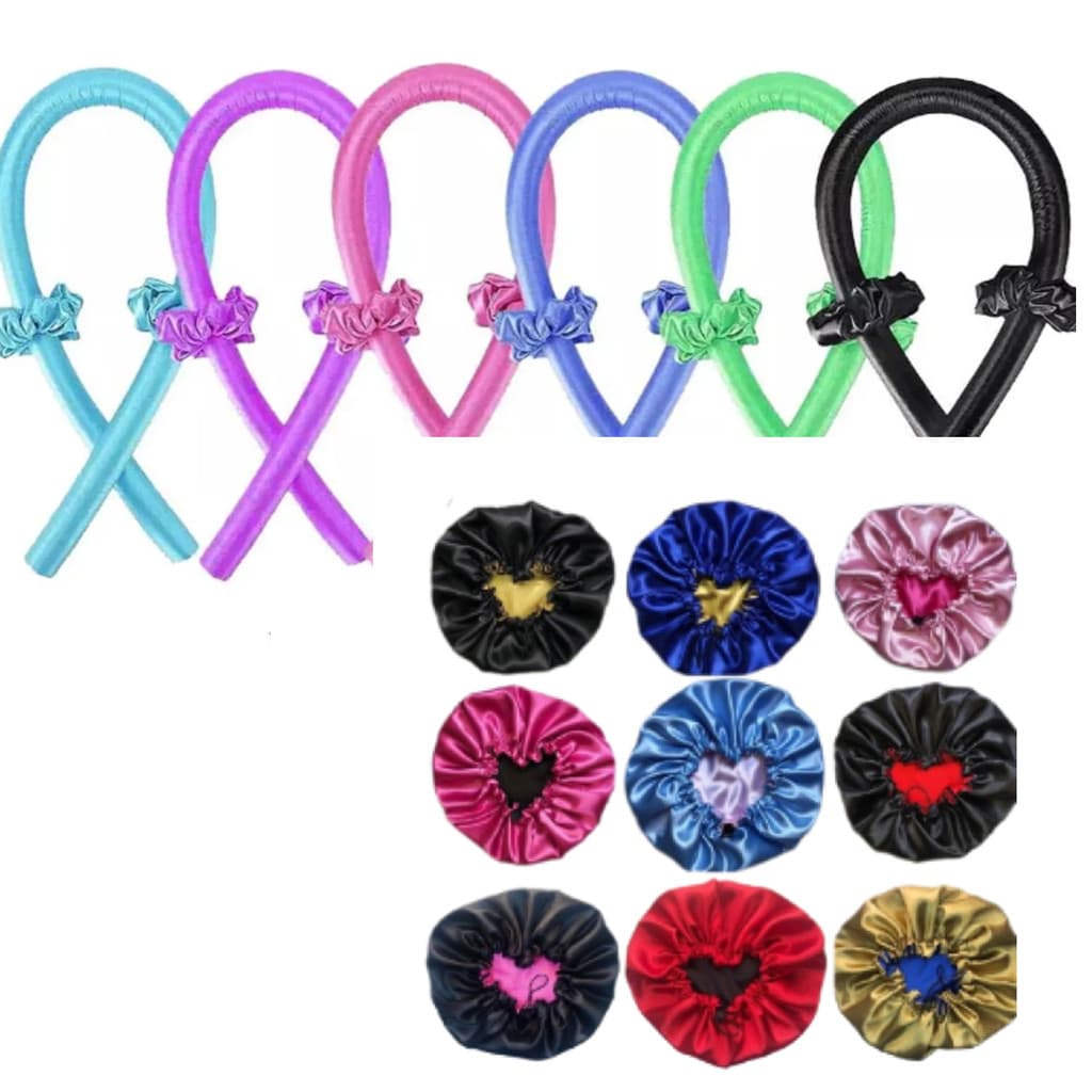 KIT TOUCA DE CETIM DUPLA FACE e MODELADOR DE CACHOS