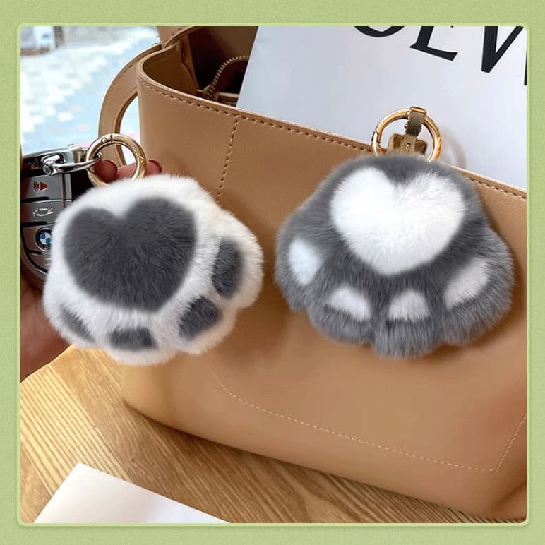 Novo estilo vison-como garra de gato pingente de pelúcia mochila pingente i urso pata chaveiro