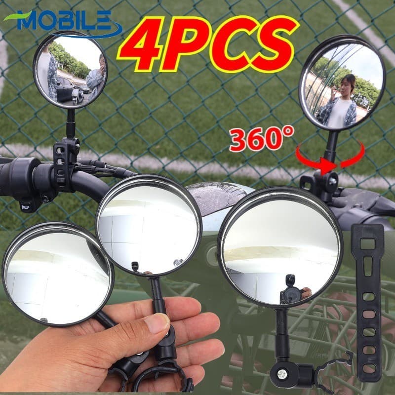 360 ° Espelho Retrovisor Com Alça Ajustável-Vidro Sem Distorção De 76 Mm Para Motocicletas , Caixa De Plástico À Prova D