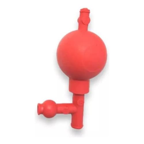 Pipetador Pera Sucção Pipetadora 3 Vias Em Borracha Vermelha