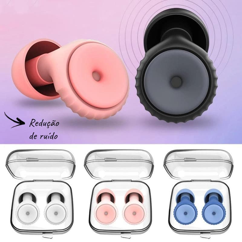 Protetores de Ouvido (Tampões de Silicone) para Sono Tranquilo, Anti-ruído, Redução de Ruído, com Estojo