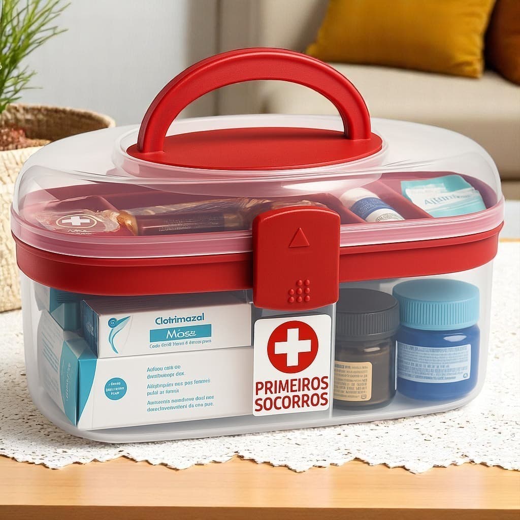 Maleta Caixa Remedios Cosmetic Box Primeiros Socorros - Tamanho Grande/Media/Pequena - Transparente