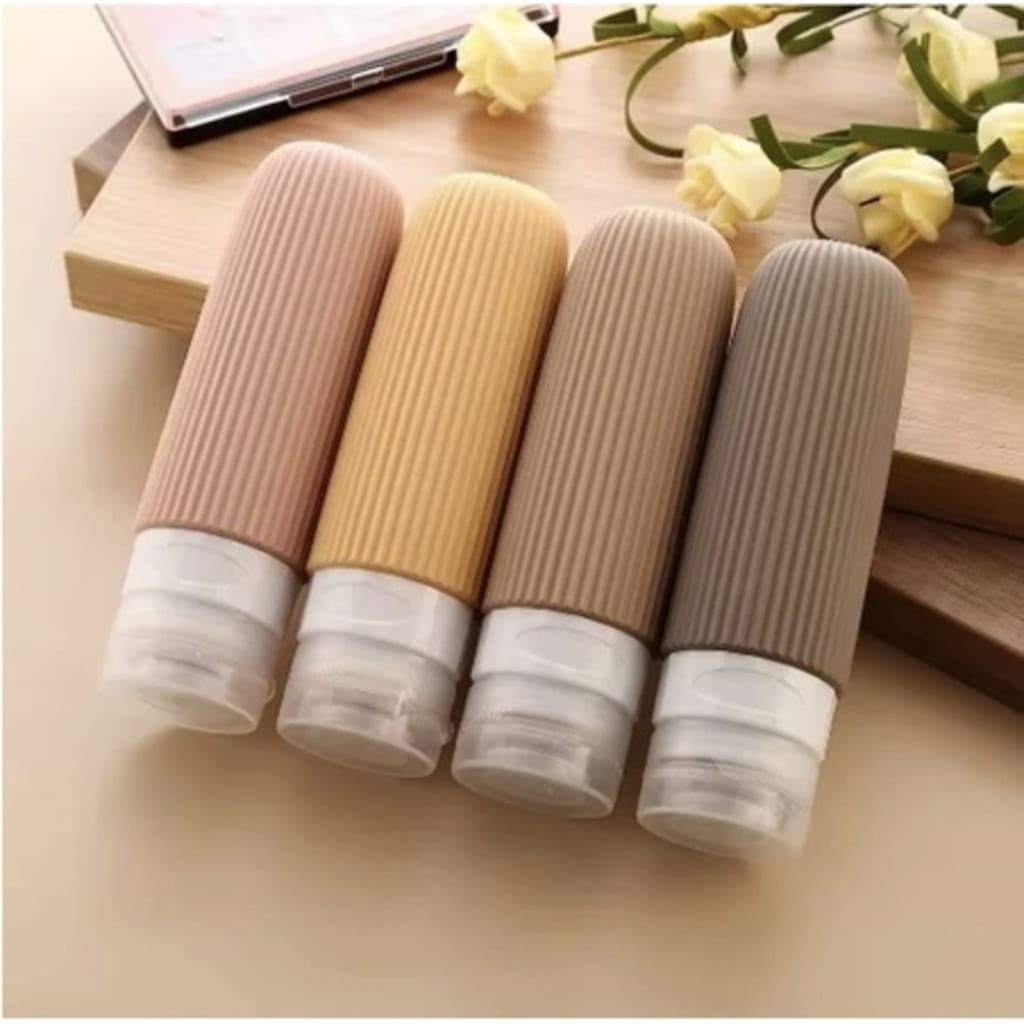 Kit 4 Garrafas De Silicone Dispensadoras Portáteis 90ml Para Viagens.