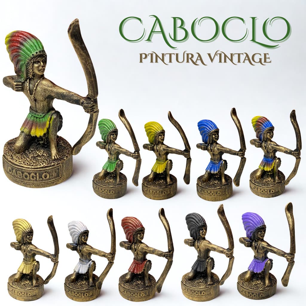 Escultura  Caboclo Pena Vintage 8 cm Escolha a Cor