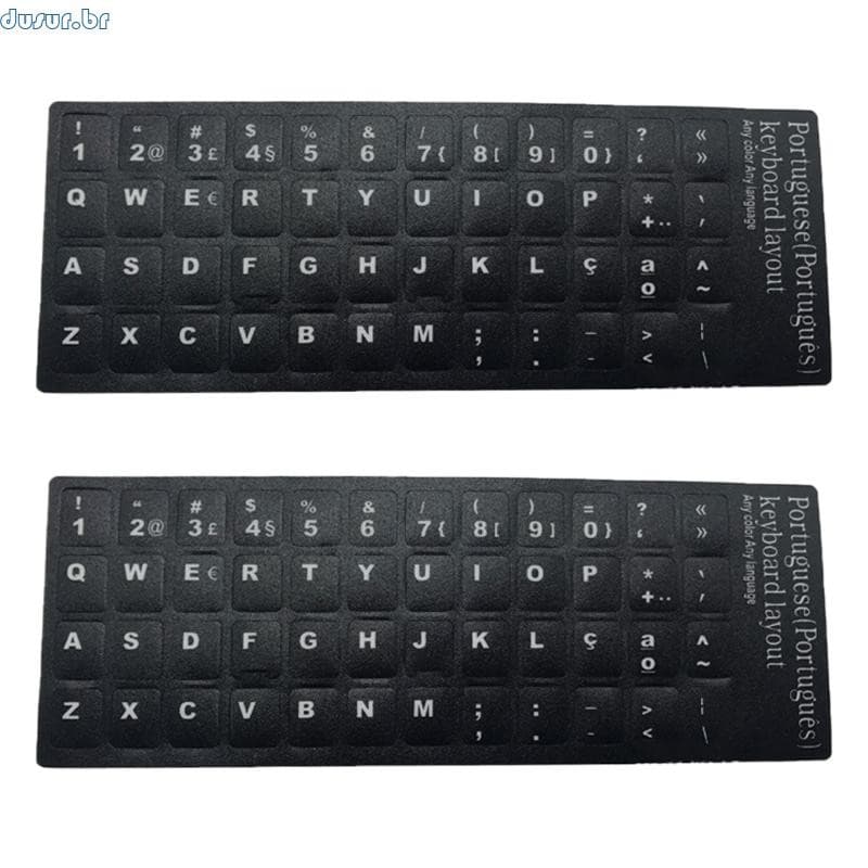 dusur9 2 Peças Adesivos Teclado Portugueses Letras Adesivo Substituição Branco