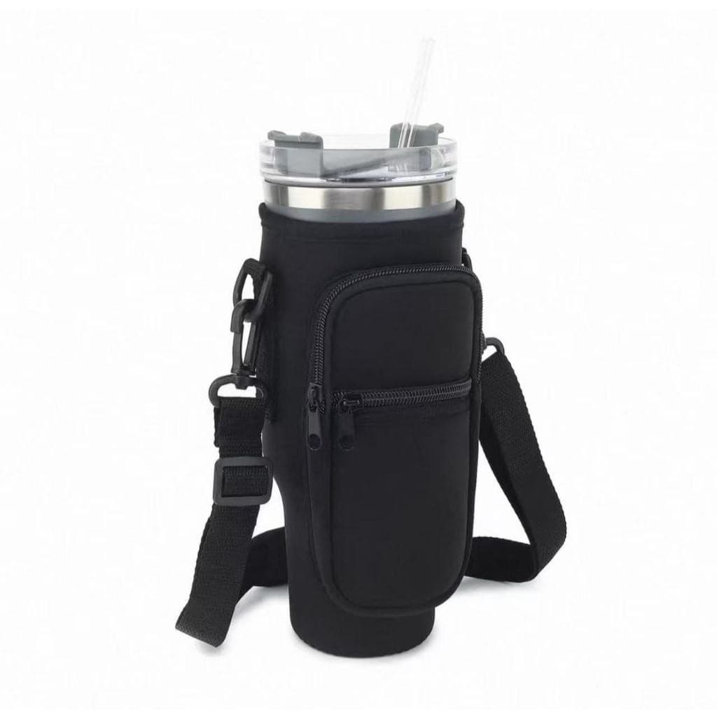 Suporte para Copo ou Garrafa Bolsa Porta Garrafas Alça Ajustável e Bolso para Ombro Portátil