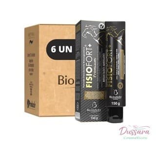 Kit c/ 6 Pomada Massageadora Fisiofort PREMIUM PRETA  Bio Instinto - 150g - Desconforto Musculares