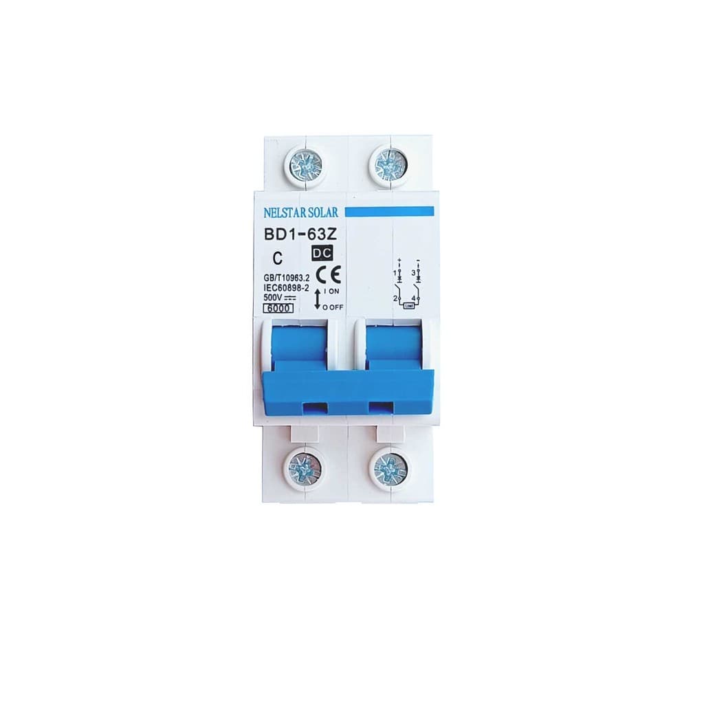 Disjuntor Snetec 2P 500V 10A - 63A DC Proteção Fotovoltaico