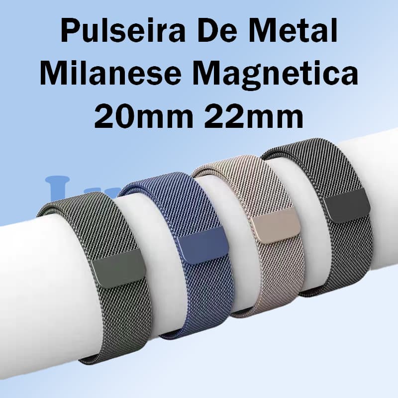 Lua cheia Pulseira De Metal Milanese Magnetica 20mm 22mm Para Redmi Watch 5 Active/Lite P68 P70 P80 Samsung Xiaomi