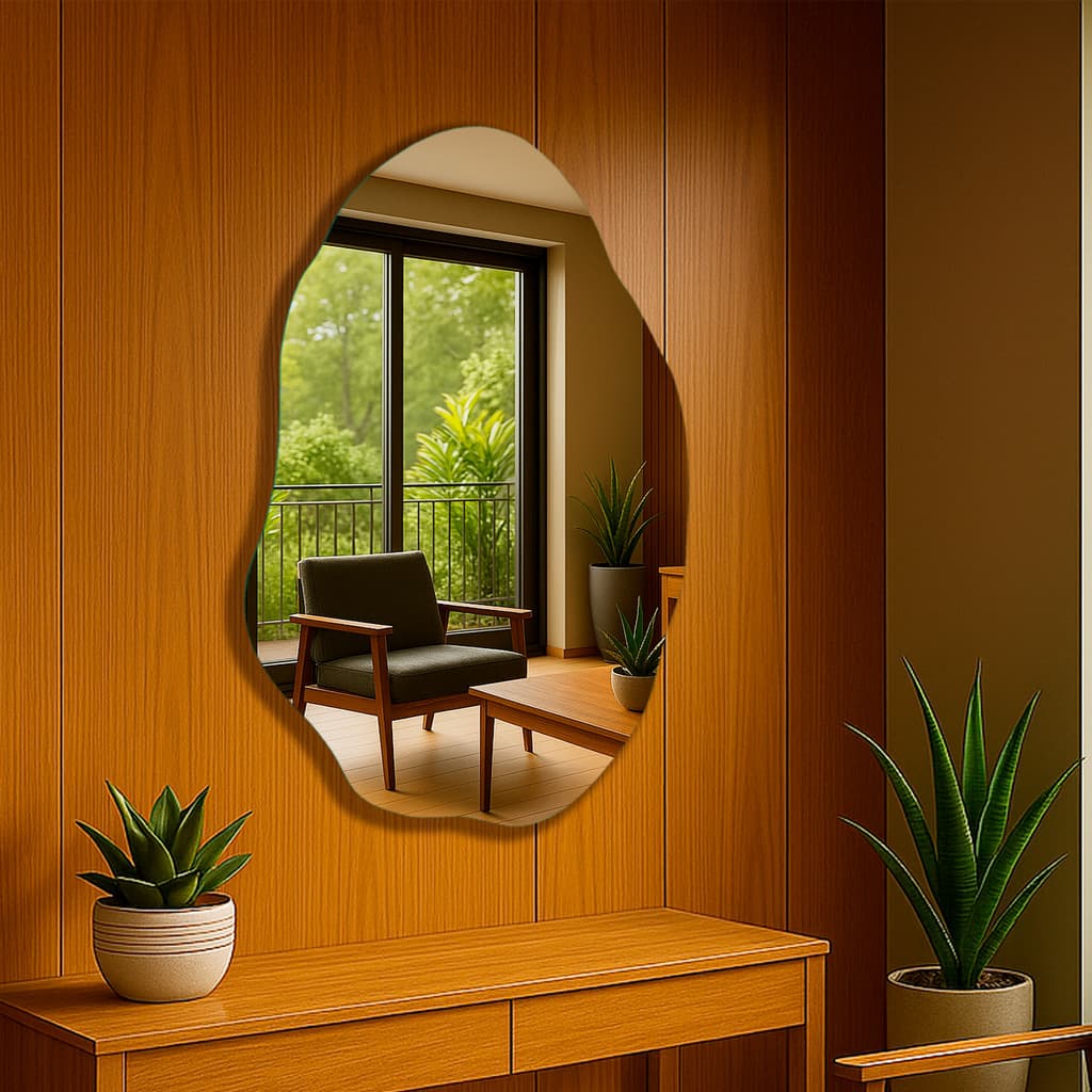 Espelho Orgânico Polido 115cm 100cm 90cm 80cm 70cm Quarto Sala Salão Banheiro Pinterest sem Moldura