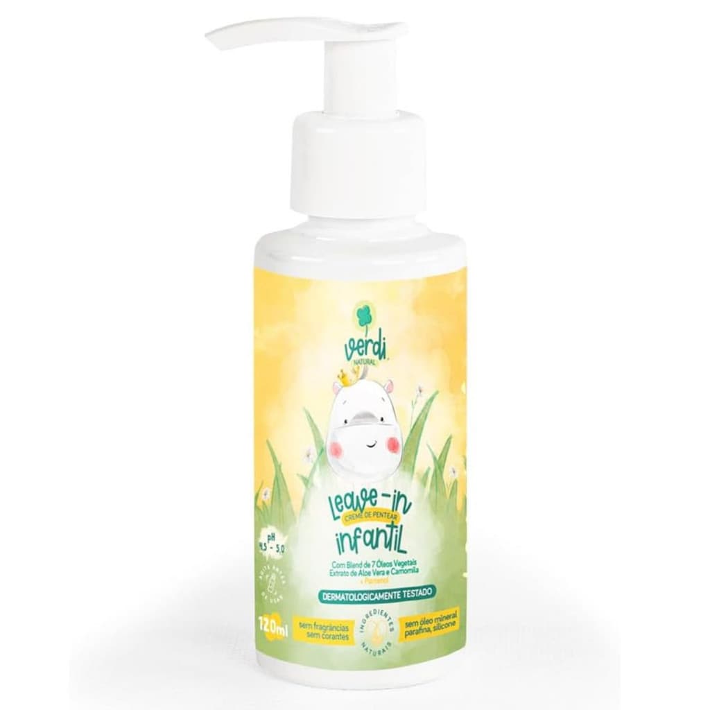 Leave-in Creme de Pentear Infantil Verdi Natural Extrato de Aloe Vera Camomila Pantenol 100% Natural
