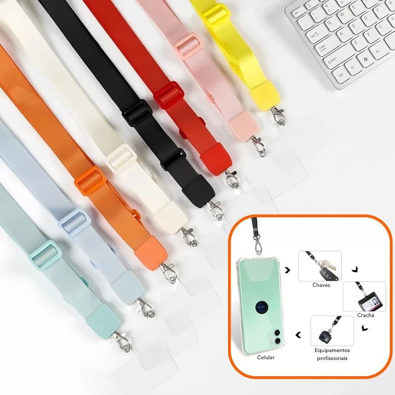 Cordão Corda Alça Pescoço Ajustável Resistente Para Celular  Chaveiro  Garrafa de água