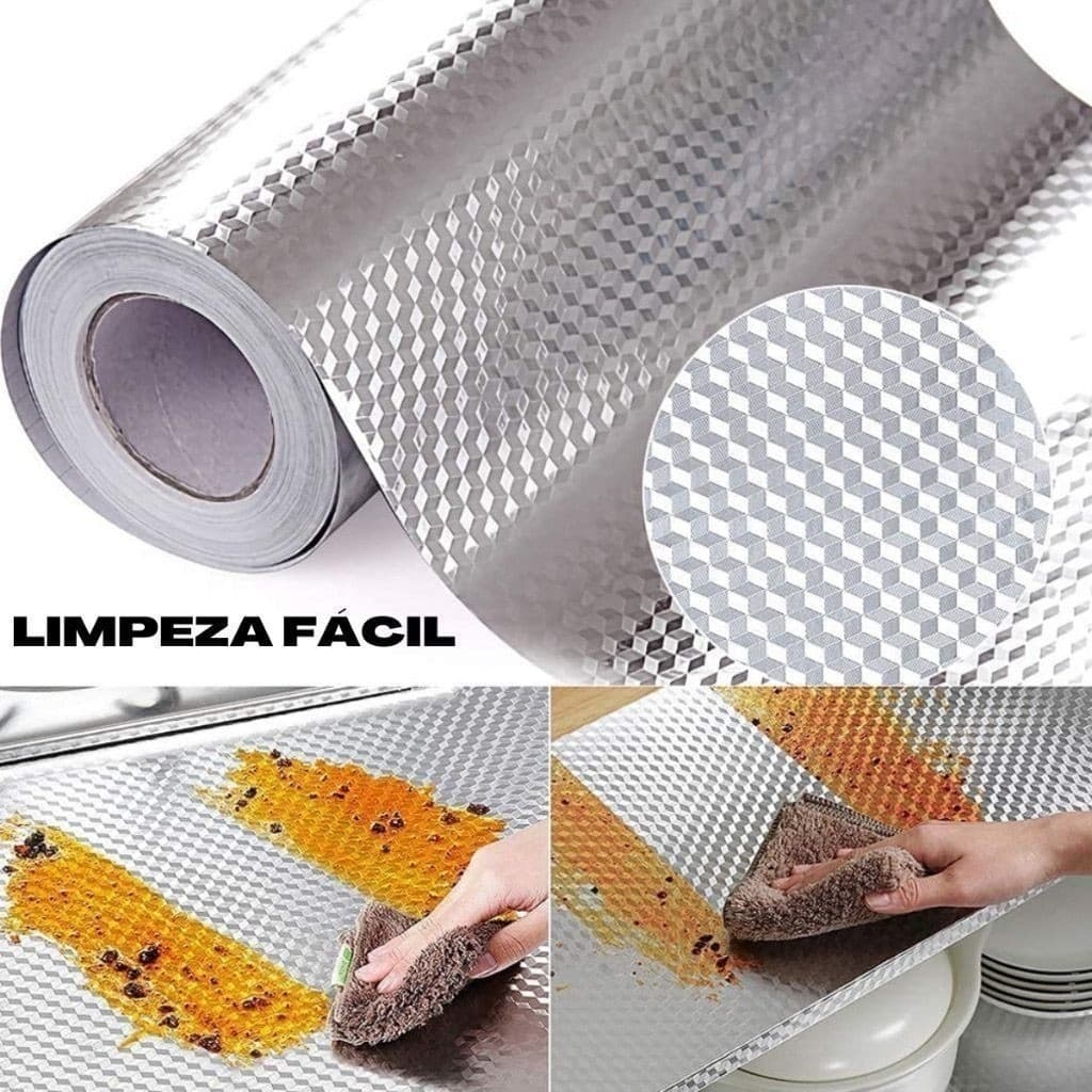5 Metros Rolo Papel Adesivo De Alumínio 3D Impermeável Proteção Para Cozinha E Fogão