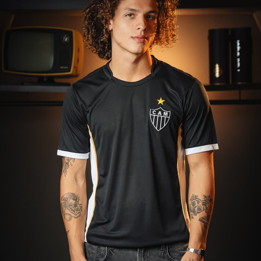 Camisa Atlético Mineiro Dry Preta Masculina Oficial