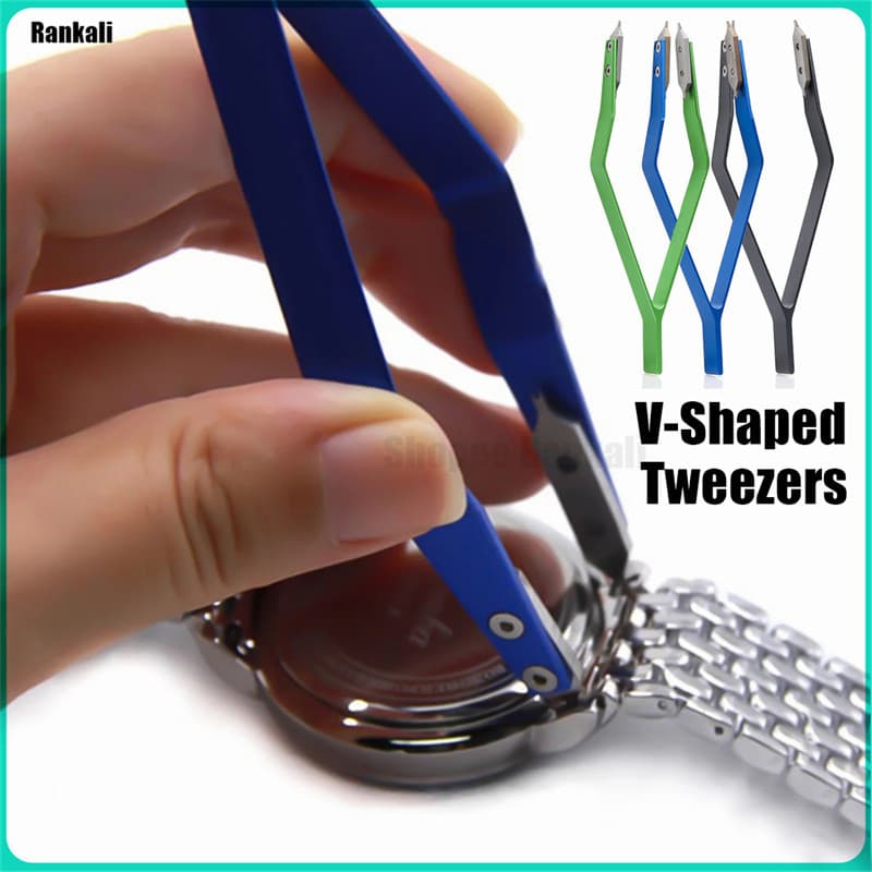 Pofessional Relógio Barra De Mola Remover Ferramenta De Aço Inoxidável Em Forma De V Pinça De Para Relojoeiro Reparação 