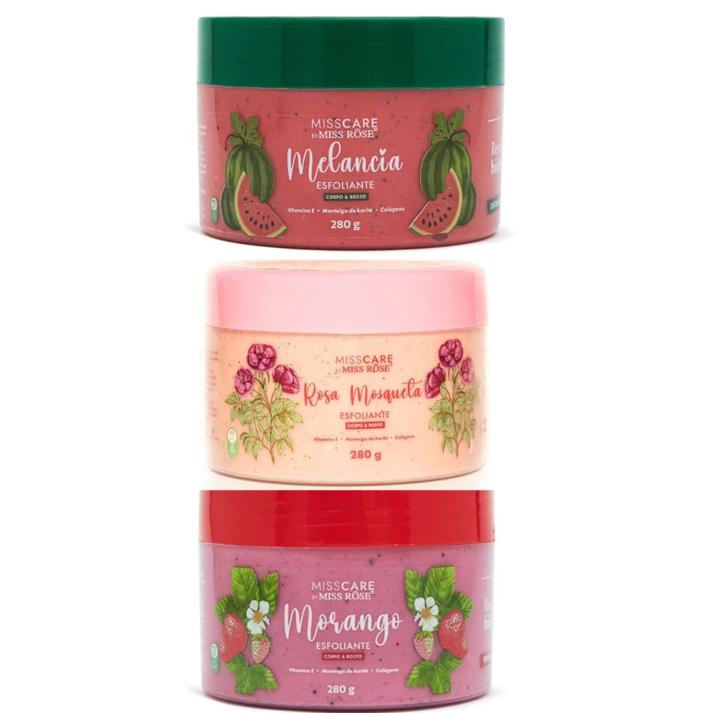 Esfoliante Corpo e Rosto Miss Rôse : Morango,Melancia,Rosa Mosqueta -Escolha o seu