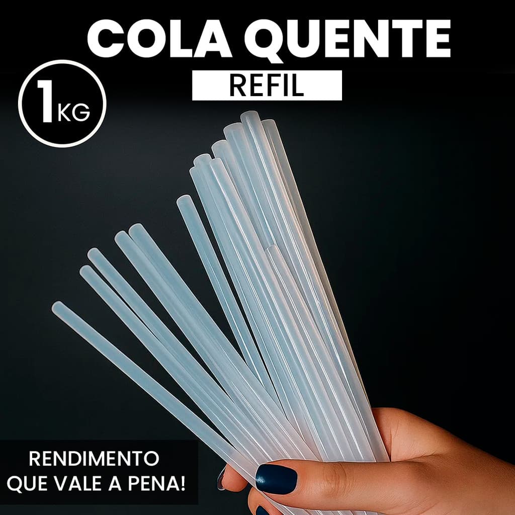 Bastão Cola Quente Refil 1KG Transparente 7mm e 11mm 30 cm Papelaria