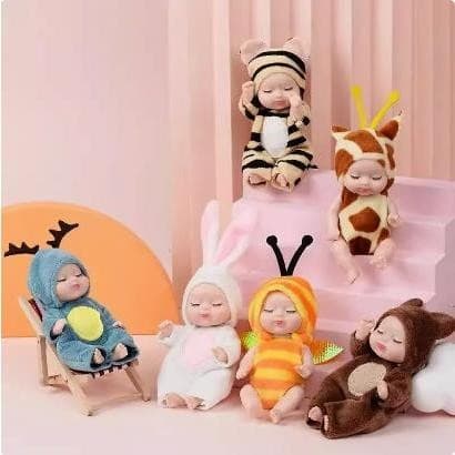 Kit COM 6 PCS/12 PCS Baby Doll para crianças, boneca dormindo, brinquedo animal, presentes para crianças, menina, 11cm