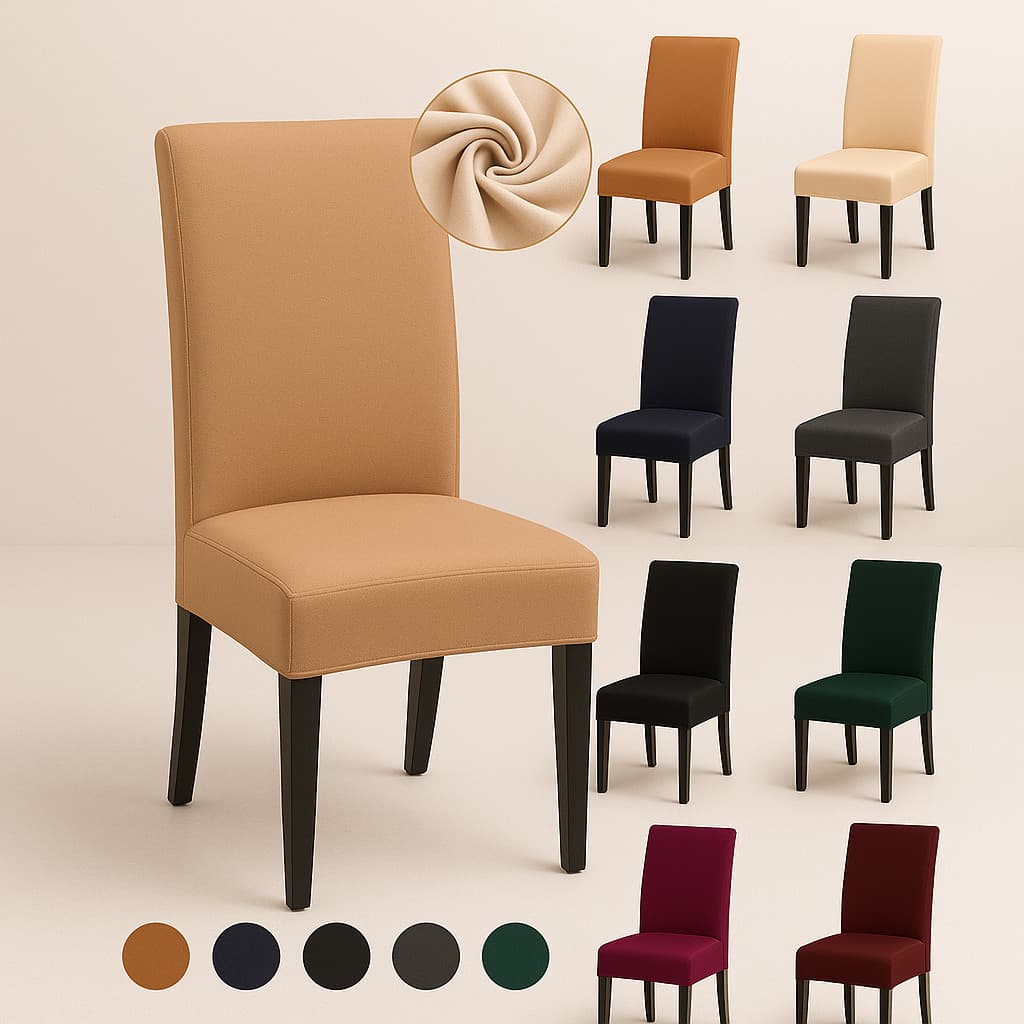 Kit 4 Capas de Cadeira Malha Elástica Universal Não Escorrega e Ajuste Perfeito