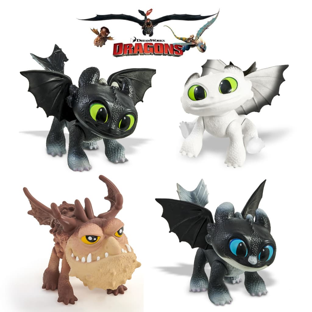 Brinquedo Mini Dragões Eclipse, Dawn, Batatão e Dusk Como Treinar seu Dragão - Puppe