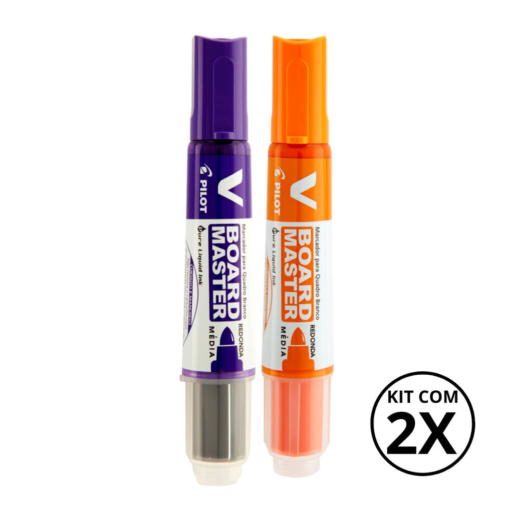 Kit com 2 Marcadores Para Quadro Branco V Board Master - PILOT KITS:VIOLETA+LARANJA