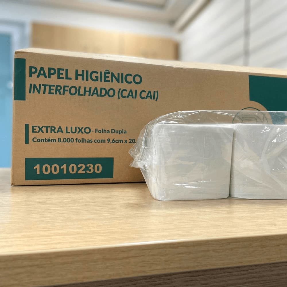 Papel Higiênico Interfolhado Cai-Cai folha Dupla Ipel com 8.000 folhas economia em cada folha
