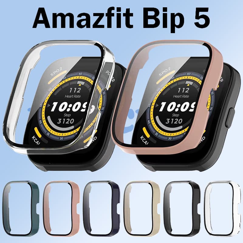 Lua cheia Case Para Amazfit Bip 5 Hard PC Case Capa Protetora De Tela De Vidro Temperado