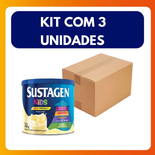 Kit C/3 Unidades Sustagen Kids 350g Lata Baunilha