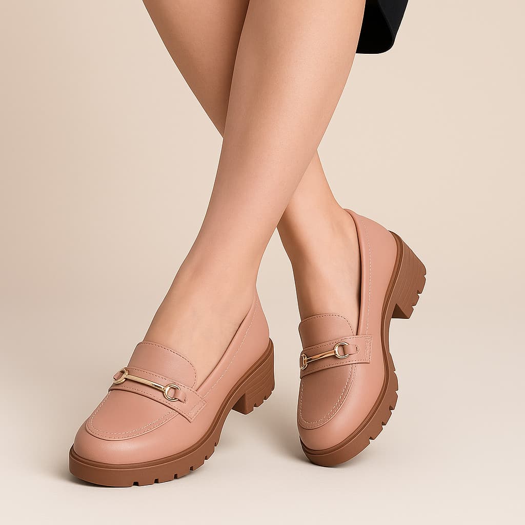 Mocassim Feminino com Enfeite Dourado Conforto e Elegância tratorado macio promocao