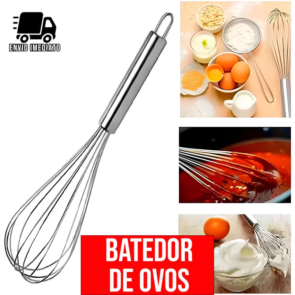 Batedor de Ovos Fouet Inox Batedor de Alta Qualidade Antiaderente e Ideal para Cozinha