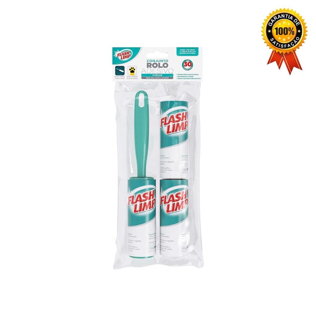 Conjunto Rolo Adesivo E 2 Refis 30 Folhas CST0085 Flash Limp