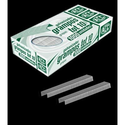 GRAMPO PARA GRAMPEADOR PEQUENO DE BOLSO TOT 10 C/1000 GALVANIZADO ACC TOT8905