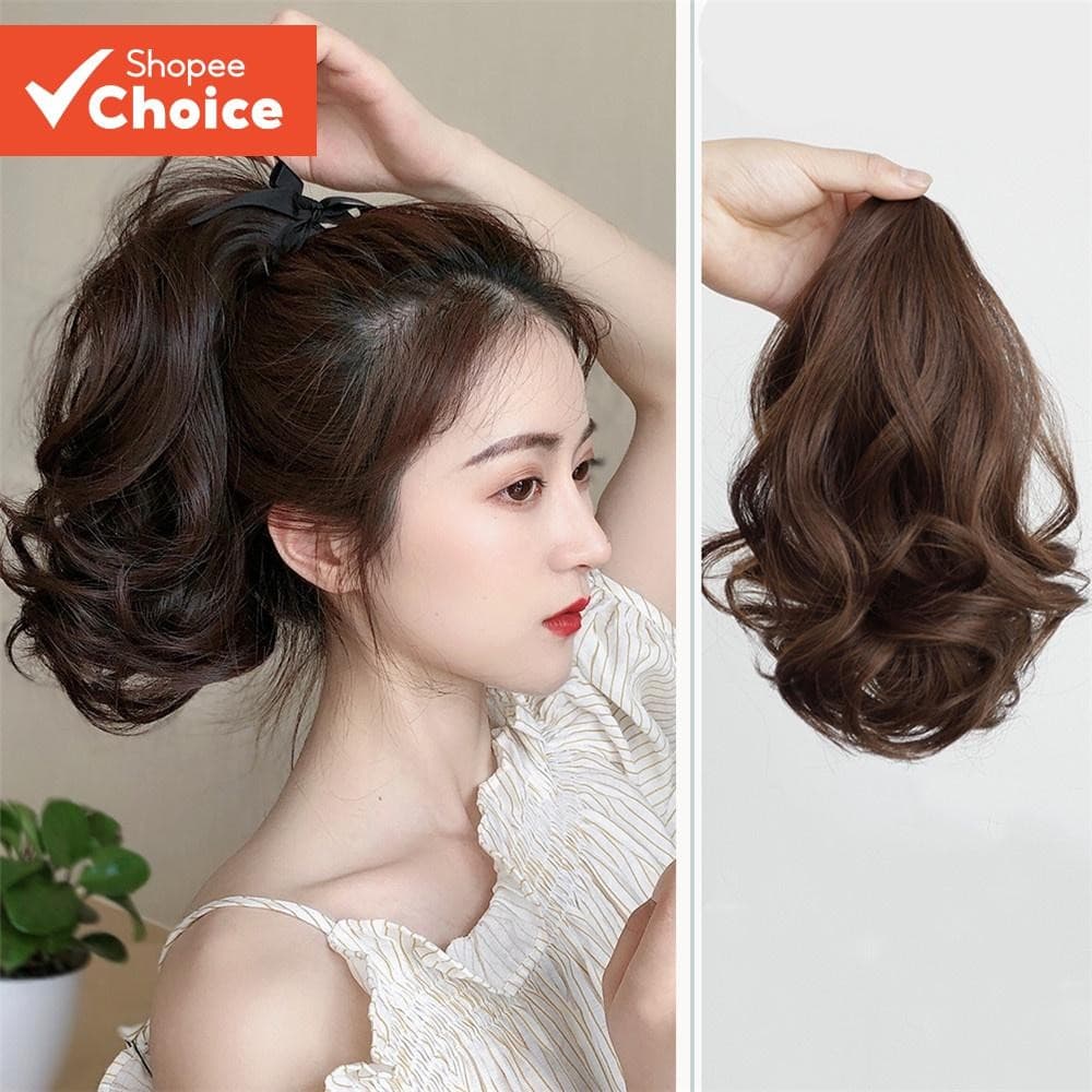 Peruca De Rabo De Cavalo Encaracolado Elegante-Estilo Bandagem Com Detalhe De Flor De Pêra
