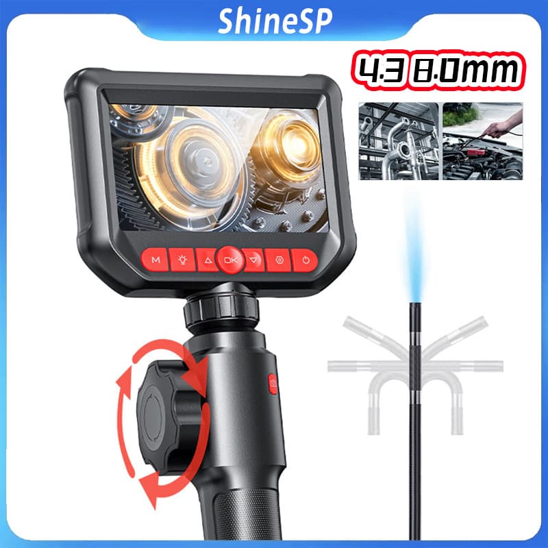 4.3 8.0mm Boroscópio Bi-direcional Com Iluminação Led Hd