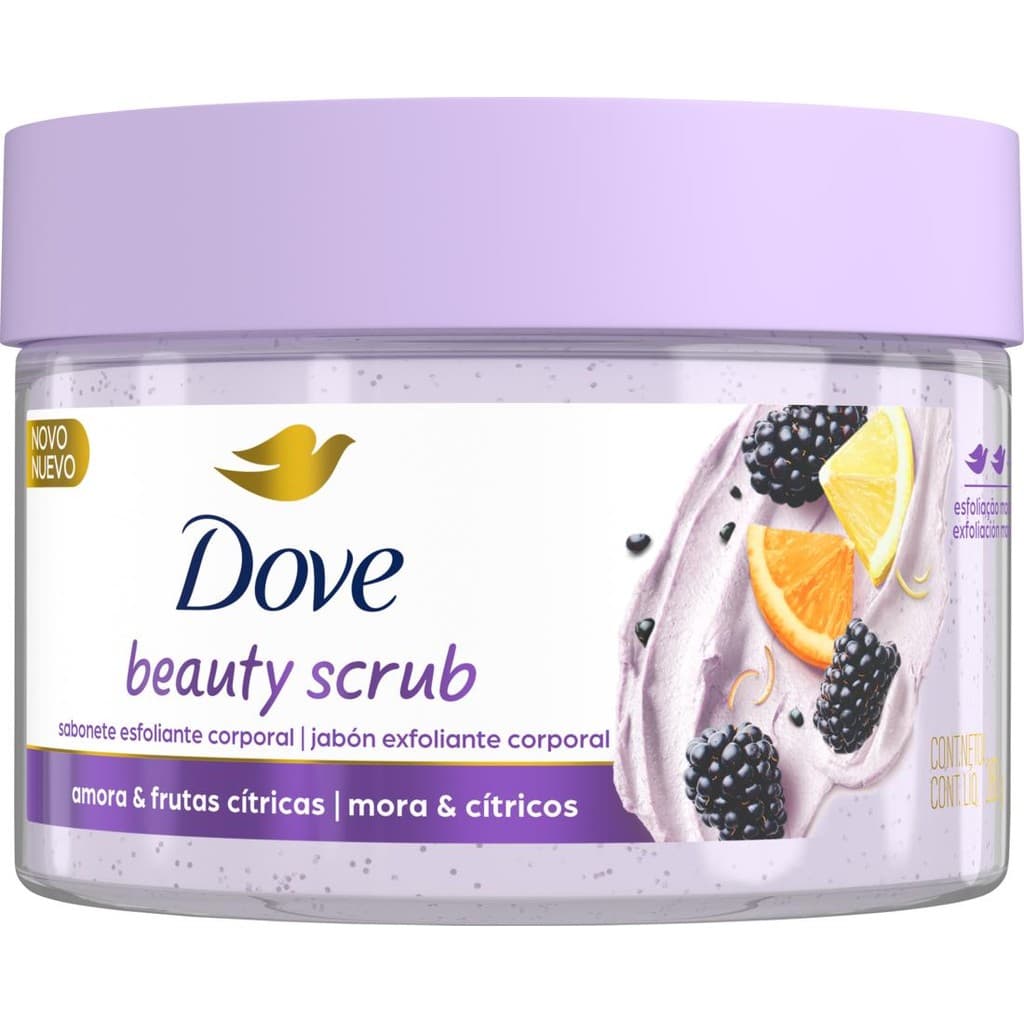 Sabonete Esfoliante Amora & Frutas Cítricas Dove Beauty Scrub Pote 280g