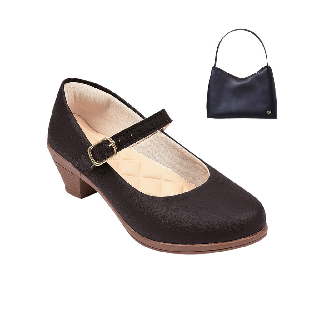 Sapatilha Infantil Feminina Salto Com Bolsinha Ref 8050B