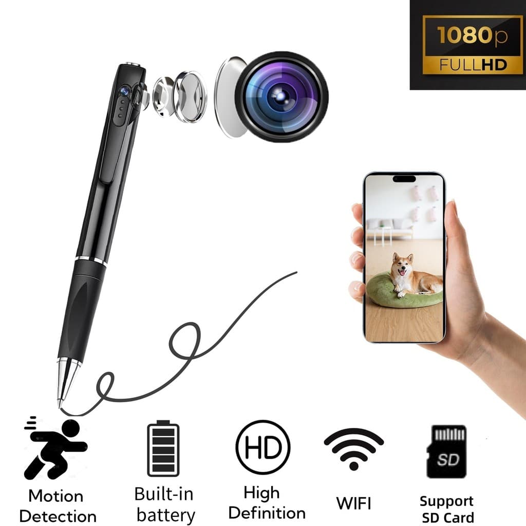 Caneta Câmera 1080P Mini Câmera CCTV Gravador De Voz Portá WiFi Portátil Cam Detecção Movimento